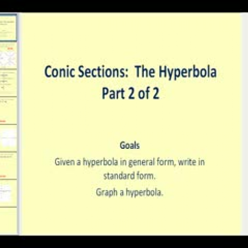 Conic Sections:  The Hyperbola part 2 of 2