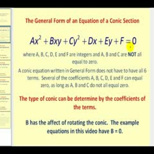 Determining What Type of Conic Section from G