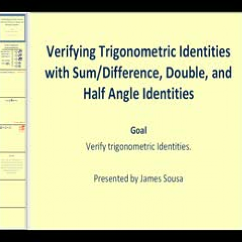 Verifying Identities:  Sum, Difference, Doubl