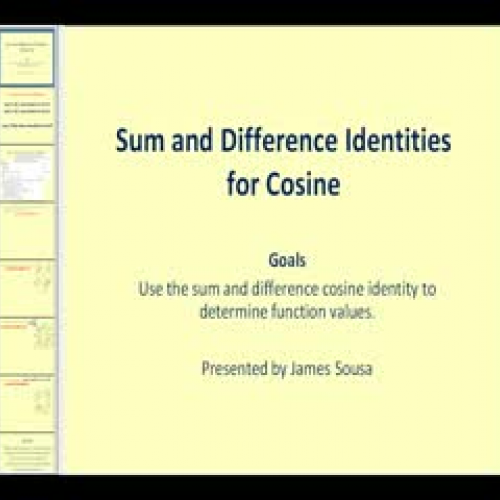 Sum and Difference Identities for Cosine