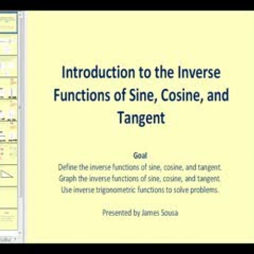 Introduction to Inverse Sine, Inverse Cosine,