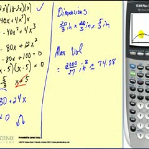 Max and Min Apps.  w/ Calculus  - Part 2 of 2