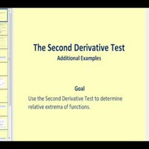 The Second Derivative Test - Additional Examp