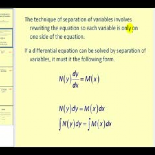 Solving Differential Equations by Separation 