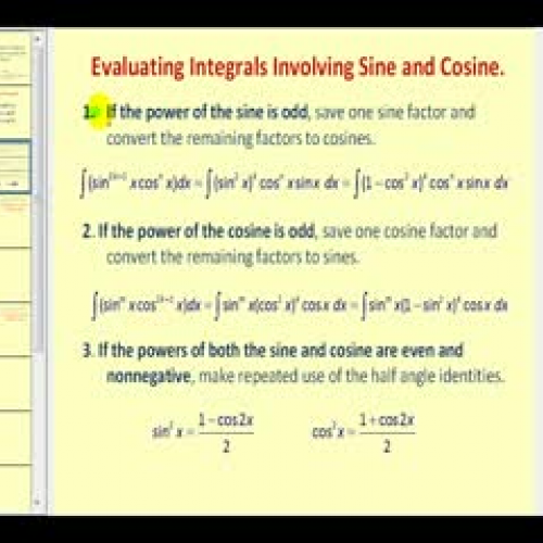 Trigonometric Integrals Involving Powers of S