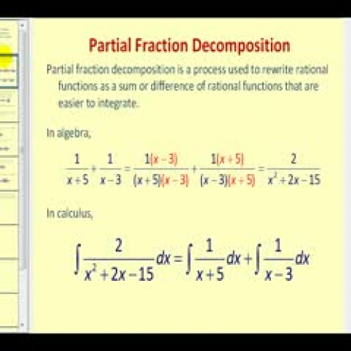 Partial Fraction Decomposition - Part 1 of 2