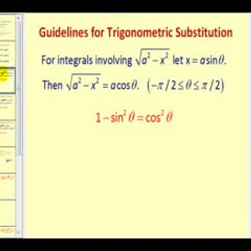 Integration Involving Trigonometric Substitut