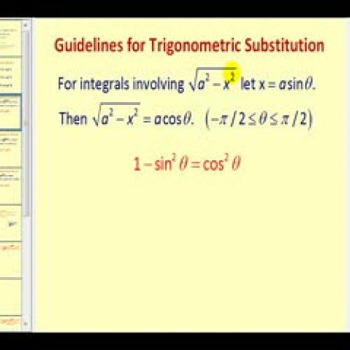 Integration Involving Trigonometric Substitut