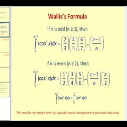 Wallis's Formula to Integrate Powers of Sine 