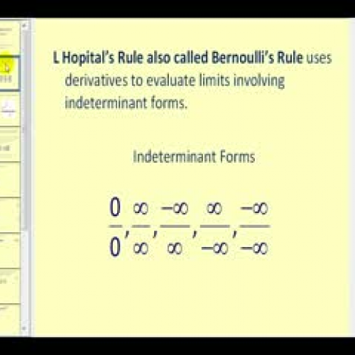 L'Hopital's Rule Part 1