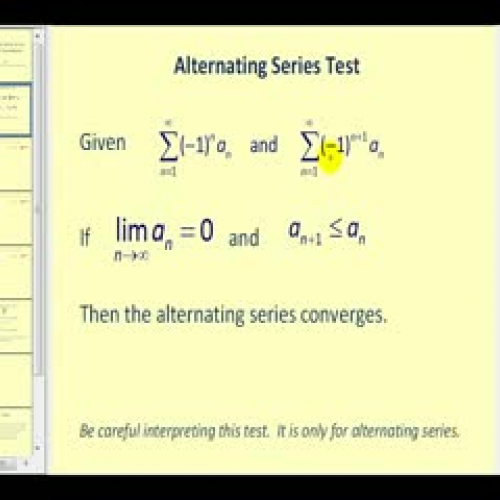 The Alternating Series Test