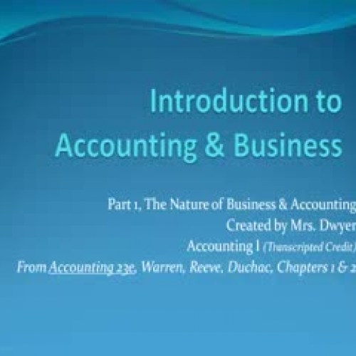 Part 1 - The Nature of Business &amp; Account