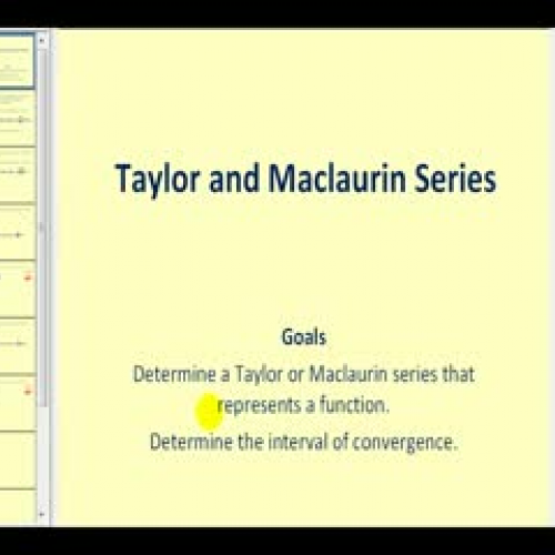 Taylor and Maclaurin Series