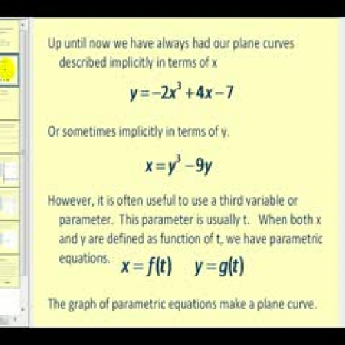 Introduction to Parametric Equations