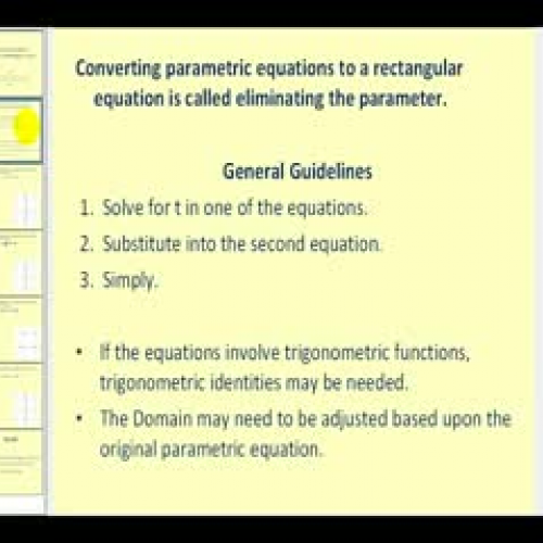 Converting Parametric Equation to Rectangular