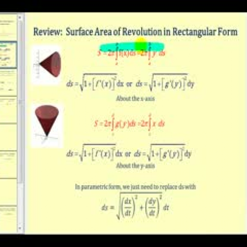 Surface Area of Revolution in Parametric Form