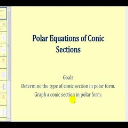 Graphing Conic Sections Using Polar Equations