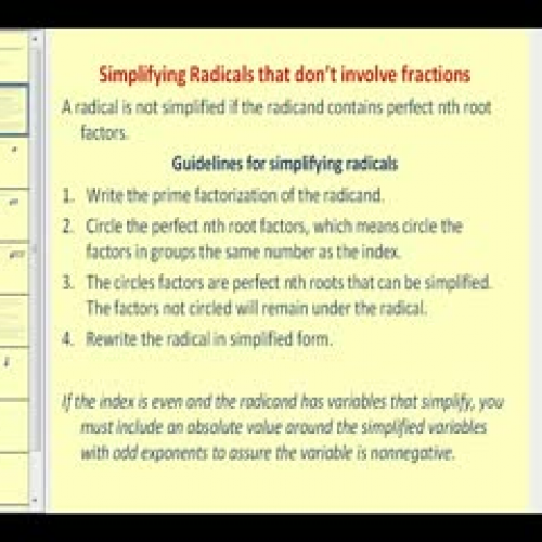 Simplifying Radicals