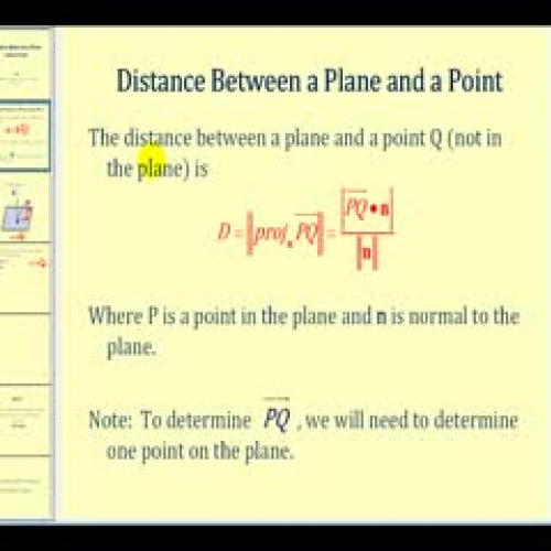 Determining the Distance Between a Plane and 