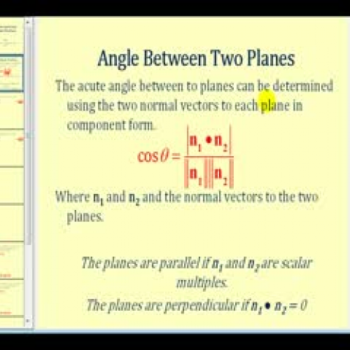 Determining the Angle Between Two Planes