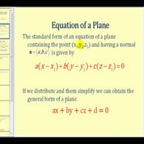 Determining the Equation of a Plane