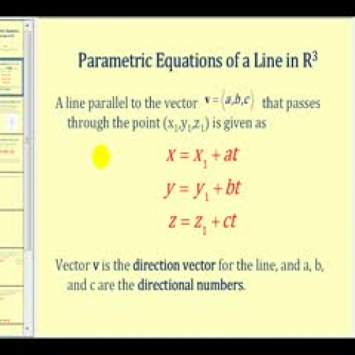 Parametric Equations of a Line in 3D