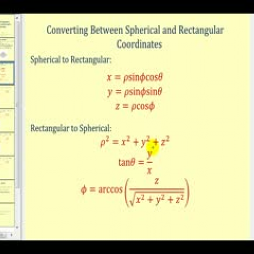 Converting Between Spherical and Rectangular 