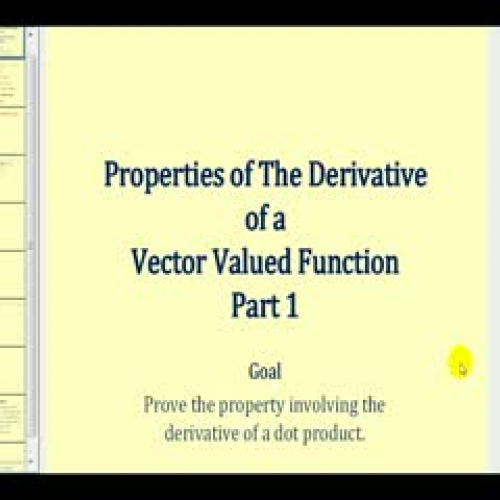 Properties of the Derivatives of Vector Value