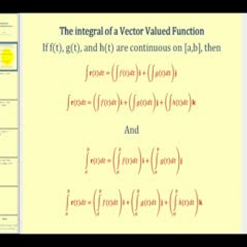 Integrating Vector Valued Functions