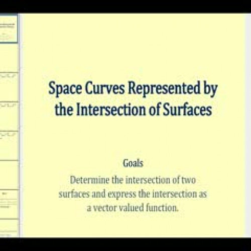 A Vector Valued Function as the  Intersect of