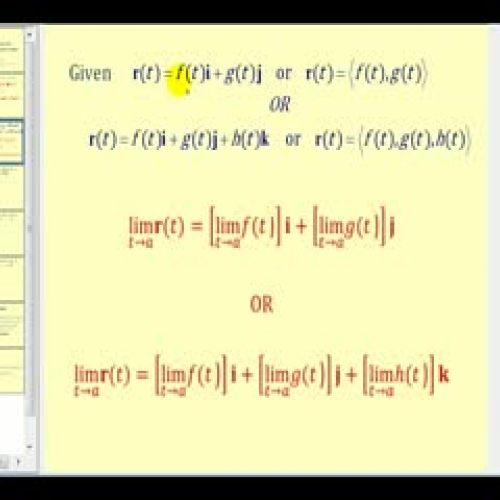 Limits of Vector Valued Functions