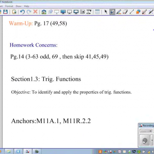 Defining the Six Trig. Functions