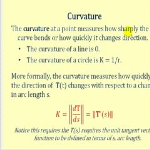 Curvature of a Curve Defined by a Vector Func