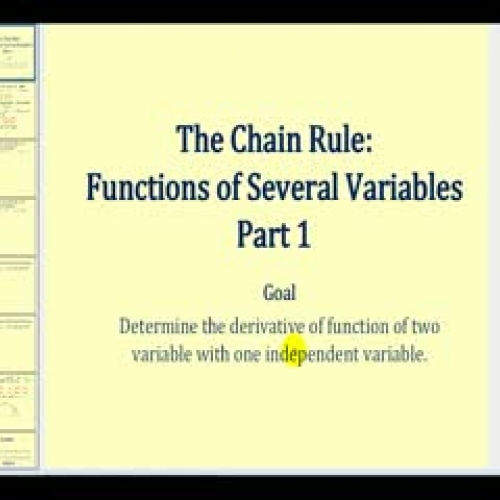 The Chain Rule: Functions of Two Variable Par