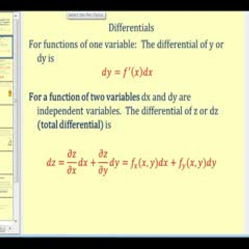 Applications of Differentials of Funct of Sev