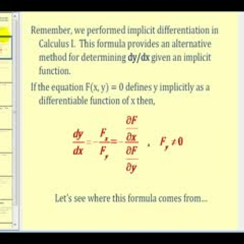 Implicit Differentiation Using Partial Deriva