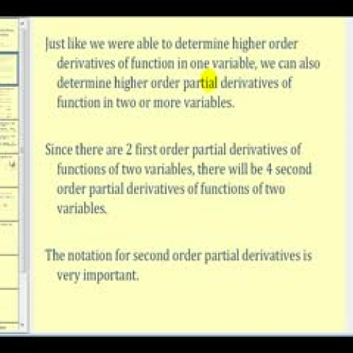 Second Order Partial Derivatives