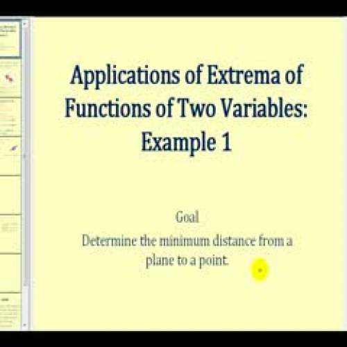 Applications of Extrema of Funct of Two Var. 