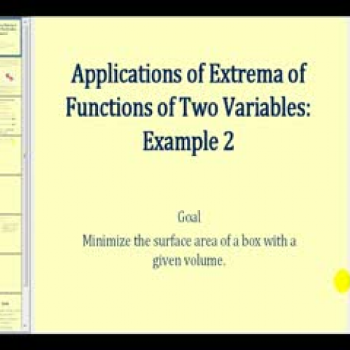 Applications of Extrema of Funct of Two Var. 