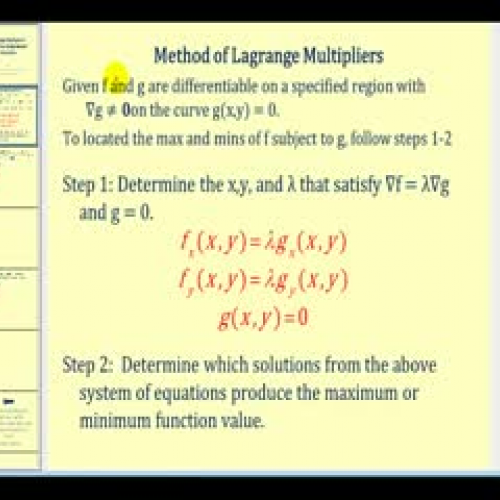 Lagrange Multipliers - Part 1