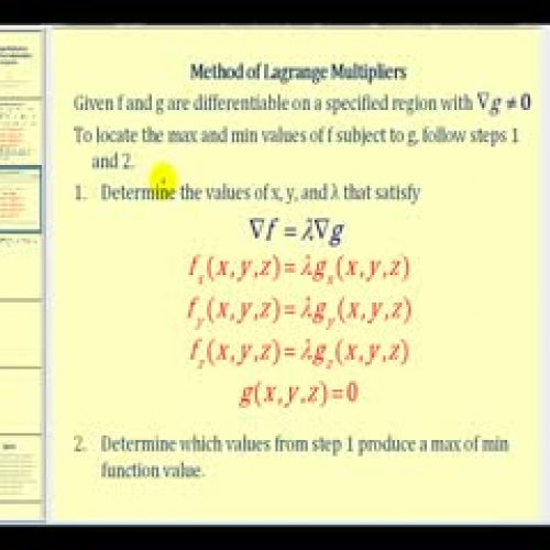 Lagrange Multipliers - Part 2