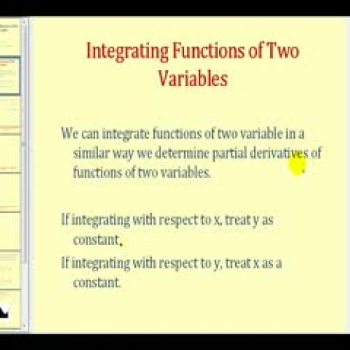 Integrating Functions of Two Variables