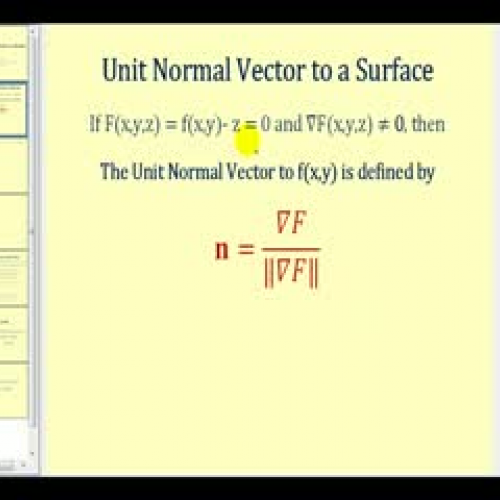 Determining a Unit Normal Vector to a Surface