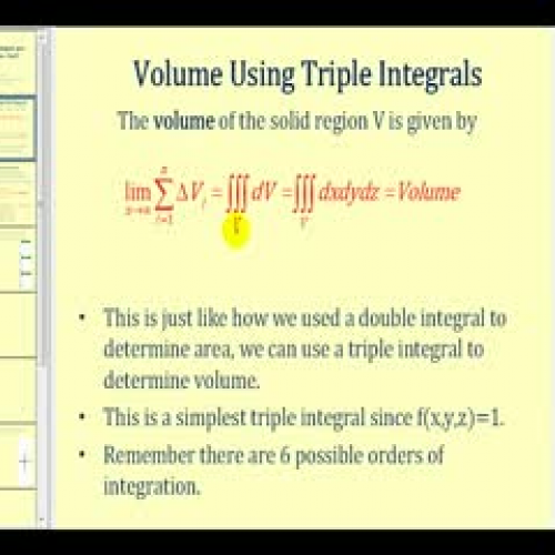 Triple Integrals and Volume - Part 1