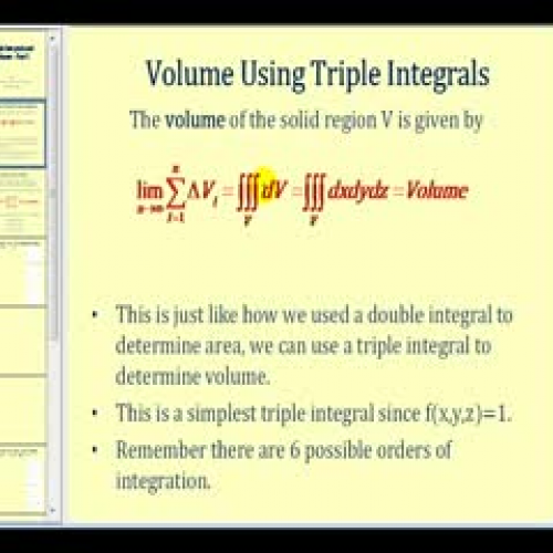 Triple Integrals and Volume - Part 2