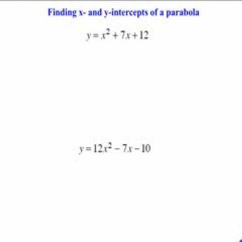 Finding intercepts of a Parabola