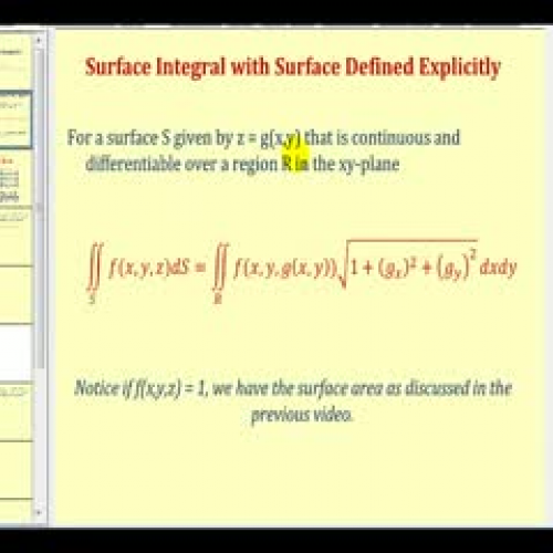 Surface Integrals with Explicit Surface Part 