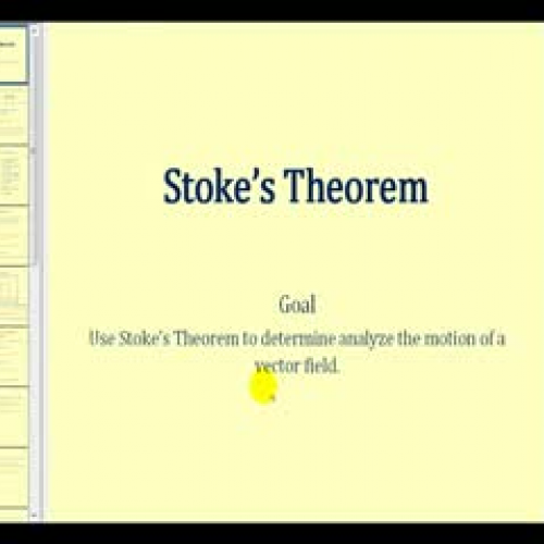 Stoke's Theorem - Part 1