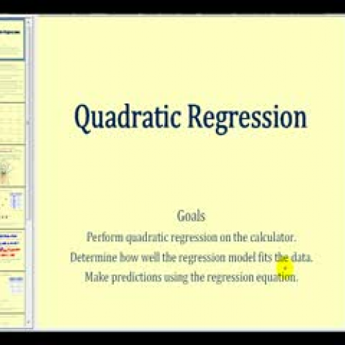 Quadratic Regression on the TI84 - Example 2