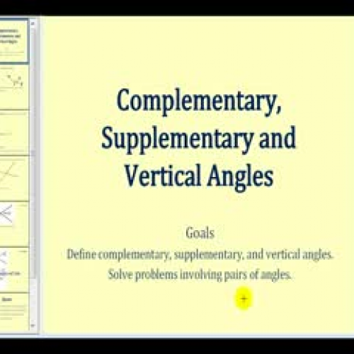 Complementary, Supplementary, and Vertical An